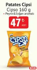 CİPSO PATATES CİPSİ 160 G fiyat ve kampanya bilgisi